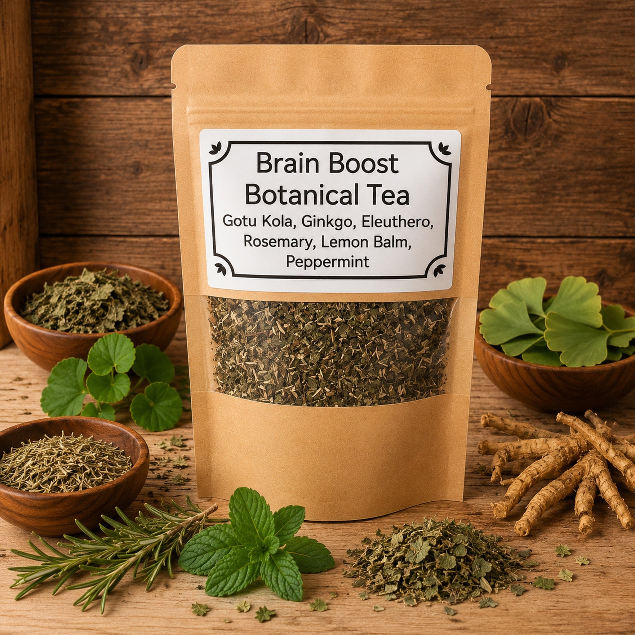 Brain Boost Botanical Tea (Gotu Kola, Ginkgo, Eleuthero, Rosemary)
