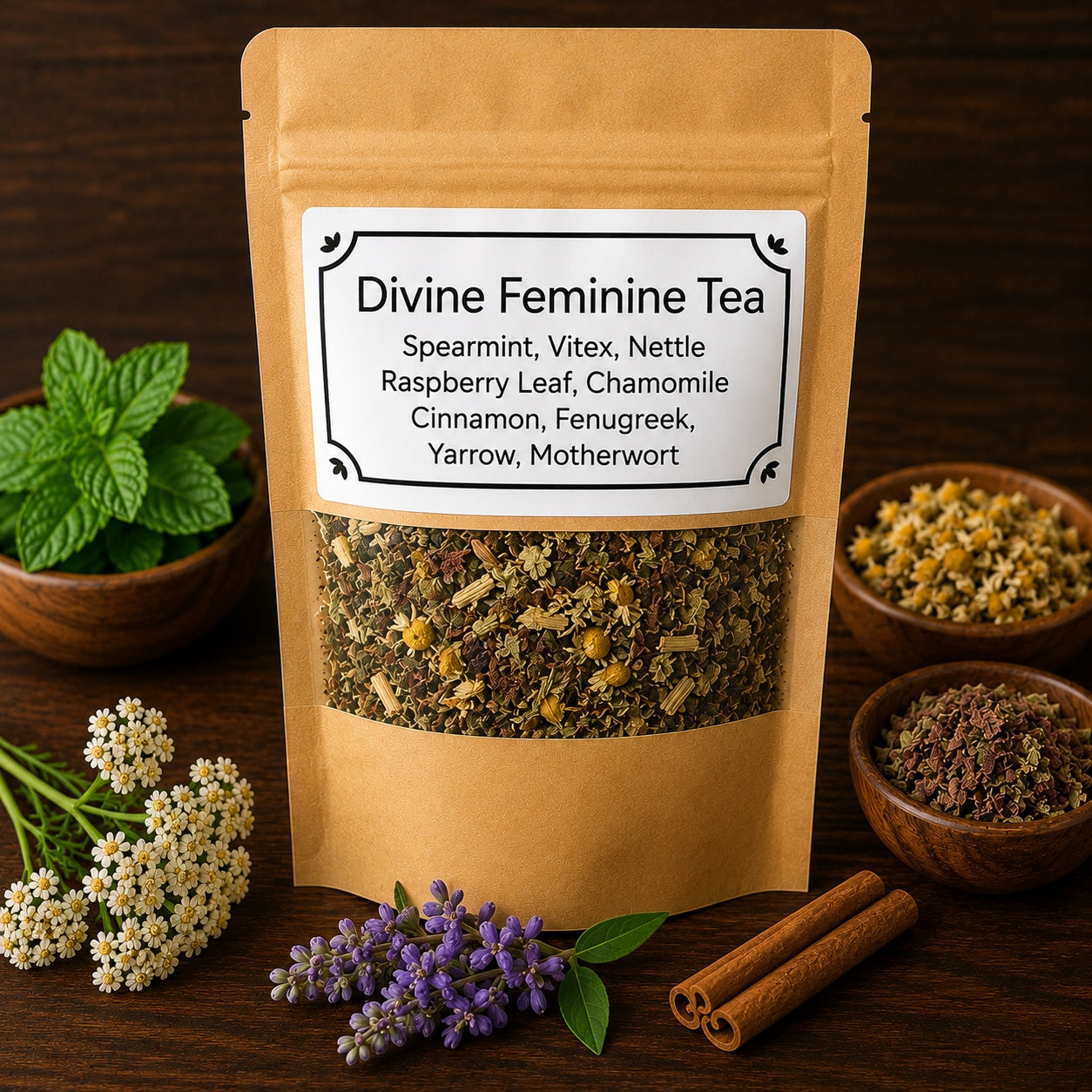 Divine Feminine Tea (Spearmint, Vitex, Nettle, Raspberry Leaf)
