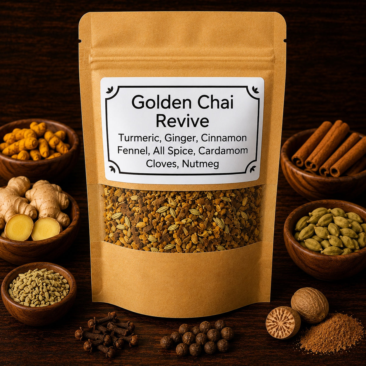 Golden Chai Revive Tea (Turmeric Root, Ginger Root, Cinnamon)