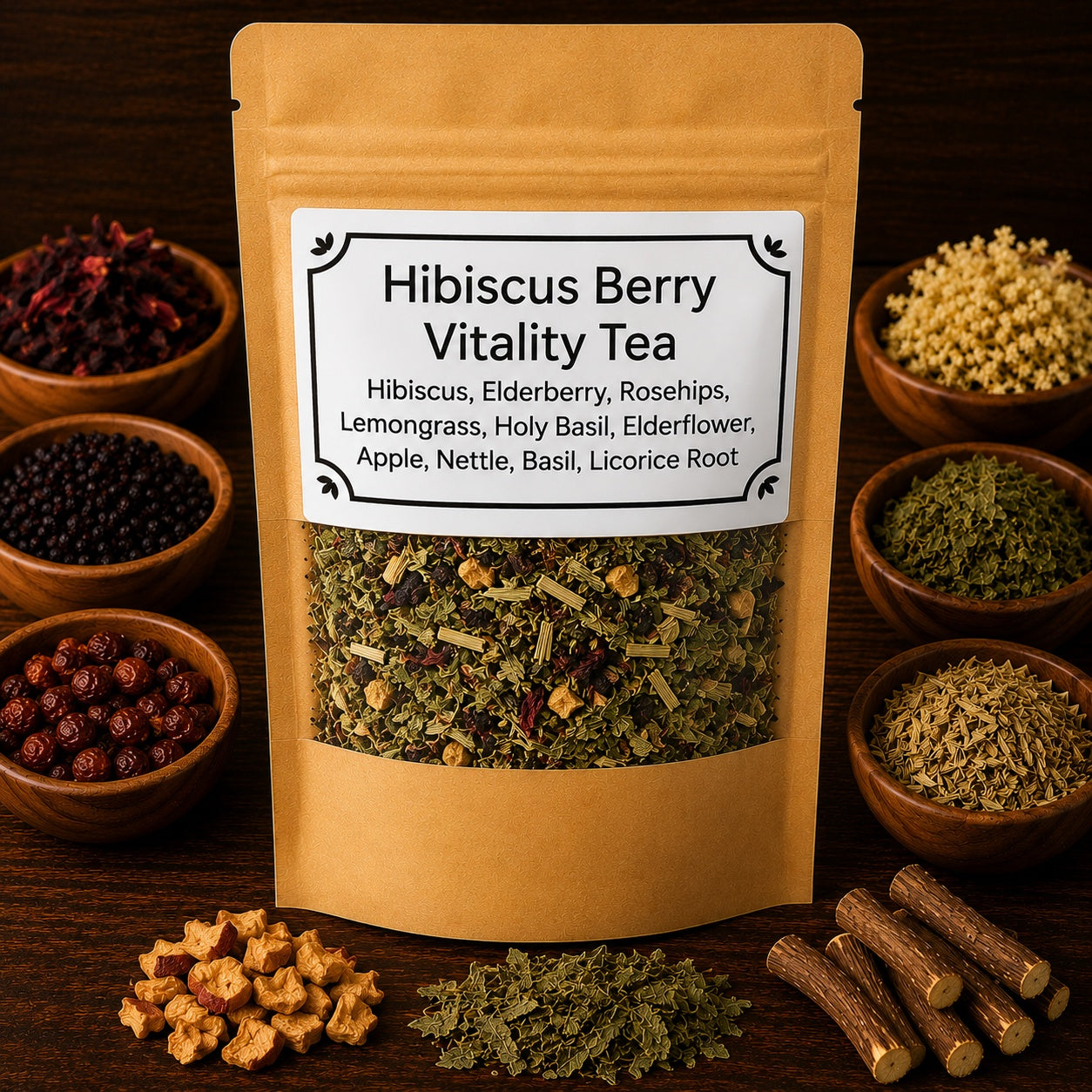 Hibiscus Berry Vitality Tea (Hibiscus, Elderberry, Nettle, Rosehips)